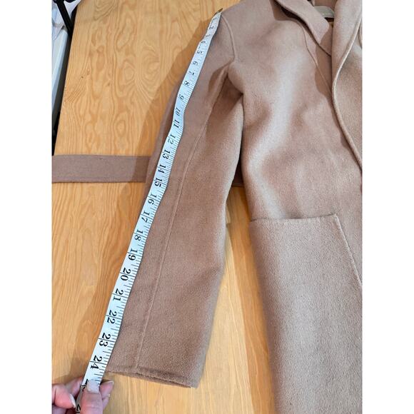 Soia & Kyo Long Women’s Coat tan Wool Blend Belted Open Long XS - Picture 15 of 15
